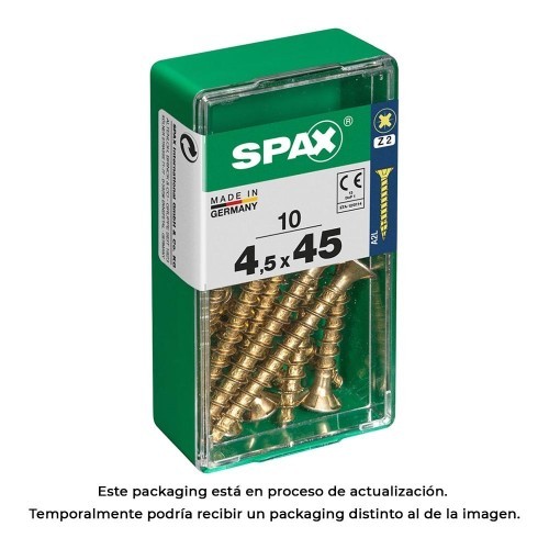 Tornillo Madera Rosca Completa Cabeza Plana 4.5x45mm Yellox Caja 10 Unidades SPAX