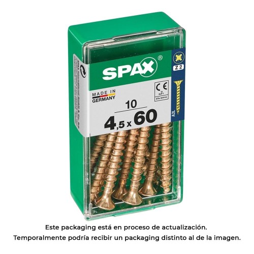 Tornillo Madera Rosca Completa Cabeza Plana Yellox 4.5x60mm Cruz Z2 4Cut Caja 10 Unidades SPAX
