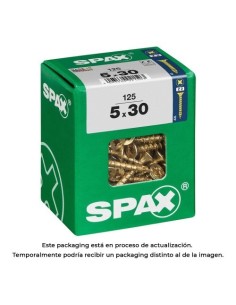 Tornillo Madera Acero Galvanizado 5.0x30mm Cabeza Plana Ranura Cruz Rosca Completa Yellox 125 Unidades SPAX