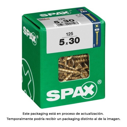 Tornillo Madera Acero Galvanizado 5.0x30mm Cabeza Plana Ranura Cruz Rosca Completa Yellox 125 Unidades SPAX