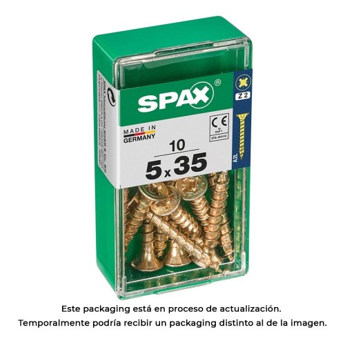 Tornillo Madera Rosca Completa Cabeza Plana Ranura Cruz Z2 4Cut Yellox 5.0x35mm Caja10 Unidades SPAX
