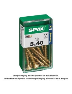 Tornillo Madera Acero Rosca Completa 5x40mm Cabeza Plana Ranura Cruz Z2 4CUT Recubrimiento Yellox 10 Unidades SPAX