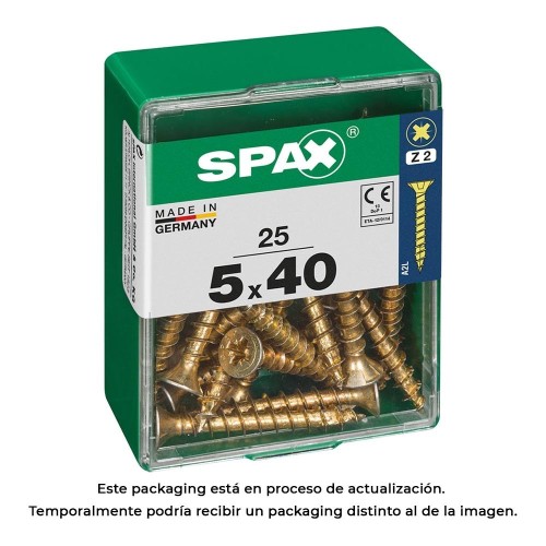 Tornillo Para Madera Acero 5x40mm Cabeza Plana Yellox Caja 25 Unidades SPAX