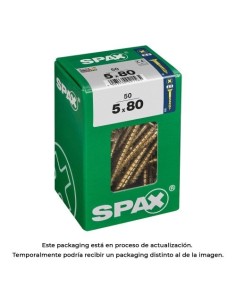 Tornillo Madera Acero 5x80mm Cabeza Plana Rosca Parcial Ranura Cruz Z2 4CUT Yellox 50 Unidades SPAX
