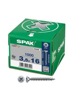 Tornillo Universal Acero 3.5x16mm Cabeza Plana Rosca Completa Ranura Cruz 1000 Unidades SPAX