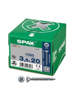 Tornillo Universal Acero 3.5x20mm Cabeza Plana Ranura Cruz 1000 Unidades SPAX