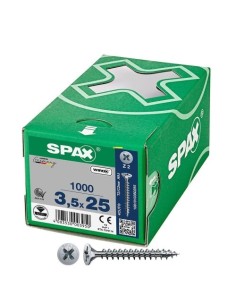 Tornillo Universal Acero 3.5X25mm Cabeza Plana Ranura Cruz Rollo 1000Unidades SPAX