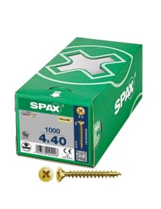 Tornillo Universal Acero 4x40mm Cabeza Plana Ranura Cruz Rollo 1000Unidades Yellox SPAX