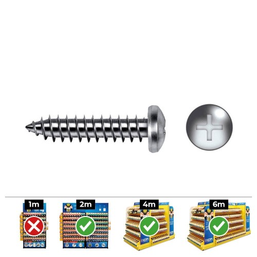 Tornillo Chapa Acero 4.2x25mm Zincado Cabeza Alomada Philips 250 Unidades CELO