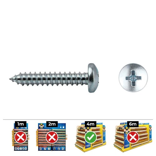 Tornillo Chapa Acero Zincado 5.5x45mm Cabeza Alomada Punta Philips Caja 250 Unidades CELO