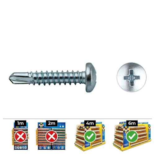 Tornillo Punta Broca Rosca Chapa 4.8x50mm Zincado Caja 250 Unidades CELO