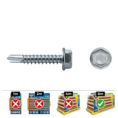 Tornillo Punta Broca Hexagonal Acero 4.2x16mm Zincado 500 Unidades CELO