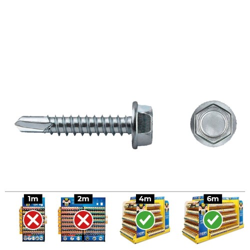 Tornillo Punta Broca Hexagonal Zincado 4.8x25mm 250 Unidades CELO