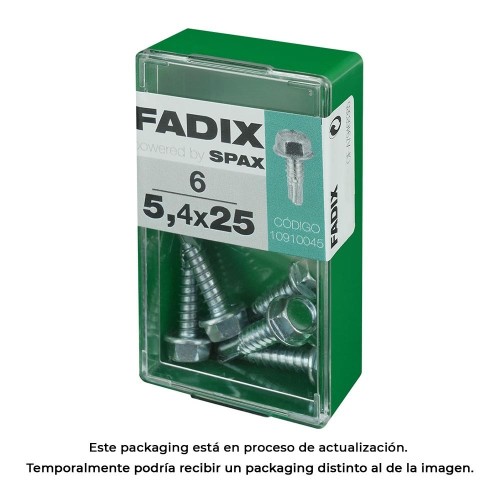 Tornillo Rosca Chapa Hexagonal Autoperforante Acero 5.4x25mm Caja 6 Unidades FADIX