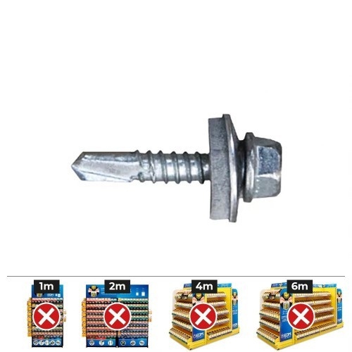 Tornillo Acero 4.8x16mm Cabeza Hexagonal Punta Broca Arandela EPDM14mm Zincado 1000 Unidades CELO