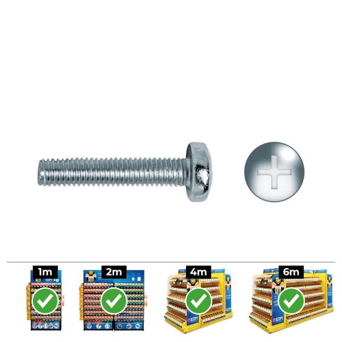 Tornillo Métrico Acero 6x50mm Zincado Cabeza Alomada Philips 100 Unidades CELO