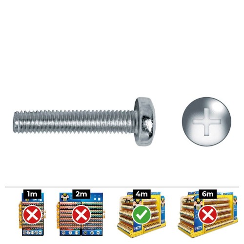 Tornillo Métrico Acero Zincado 4x40mm Cabeza Alomada Philips 250 Unidades CELO