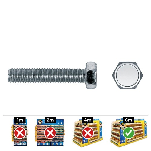 Tornillo Hexagonal Acero Zincado 6x40mm 250 Unidades CELO