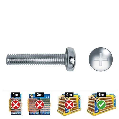 Tornillo Métrico Zincado 4x15mm Cabeza Alomada Philips 500 Unidades CELO