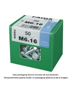 Tornillo Acero Zincado Métrica 6x16mm Cabeza Hexagonal Con Tuerca 50Unidades FADIX