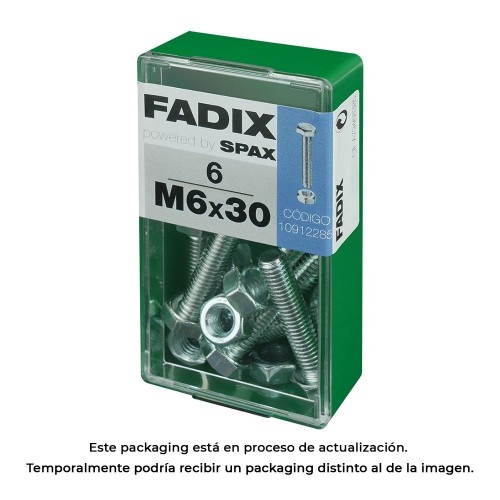 Tornillo Métrico Acero Zincado M6x30mm 6 Unidades FADIX
