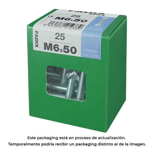 Tornillo Métrico Acero Zincado 6x50mm Con Tuerca Caja 25 Unidades FADIX