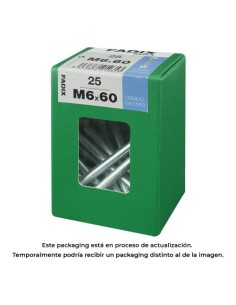 Tornillo Métrico Acero Zincado 6x60mm Cabeza Hexagonal Con Tuerca 25 Unidades FADIX