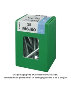 Tornillo Métrico Acero Cincado 6x80mm Tuerca 25 Unidades FADIX