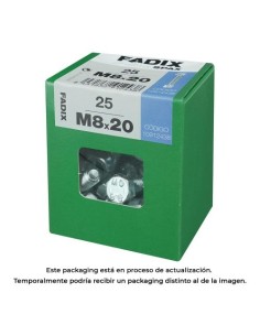 Tornillo Métrico Acero Zincado 8x20mm Cabeza Hexagonal Con Tuerca 25Unidades FADIX