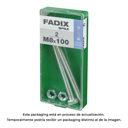 Tornillo Métrico Cabeza Hexagonal Acero Zincado 8x100mm 2 Unidades FADIX