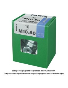 Tornillo Métrico Acero Zincado M10x50mm Con Tuerca Caja 10 Unidades FADIX