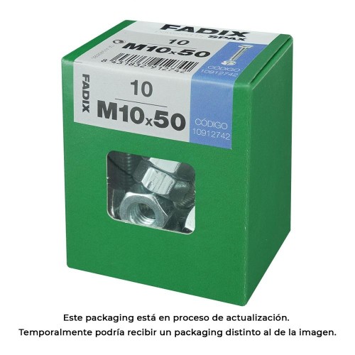 Tornillo Métrico Acero Zincado M10x50mm Con Tuerca Caja 10 Unidades FADIX