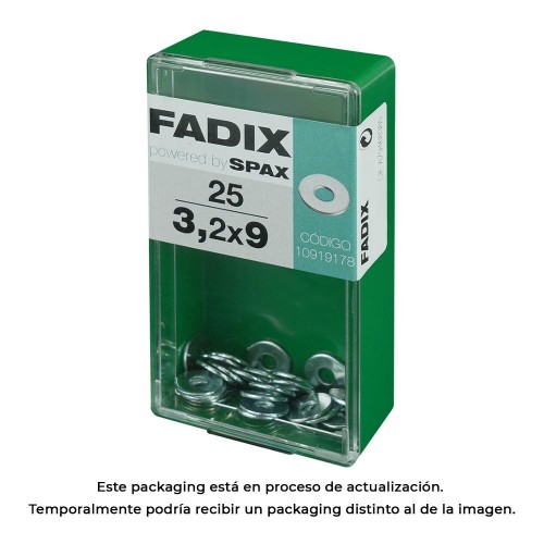 Arandela Plana Ancha Acero Cincado 3.2x9mm 25 Unidades FADIX