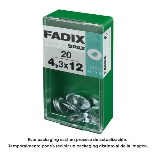Arandela Plana Ancha Cinc 4.3x12mm Caja 20 Unidades FADIX