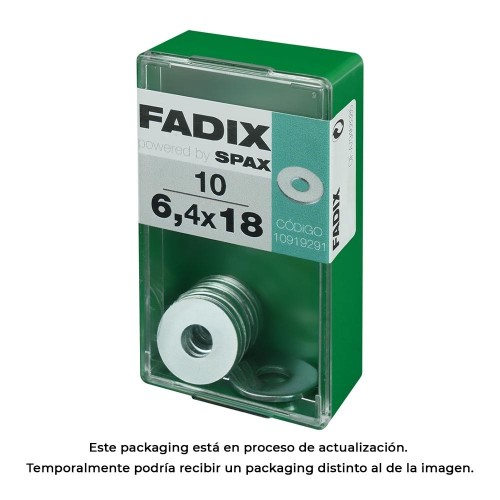Arandela Plana Ancha Acero Cincado 6.4x18mm Caja 10 Unidades FADIX