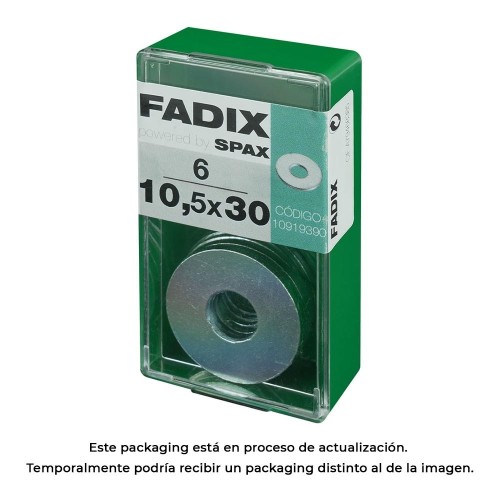 Arandela Plana Ancha Acero Cincado 10.5x30mm 6 Unidades FADIX