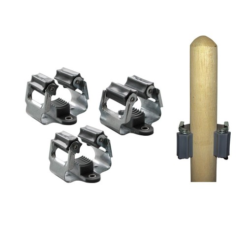 Soporte Escoba Aluminio Goma 5.5x5x4.5cm Plateado 3Unidades GROW