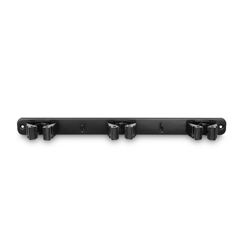 Colgador Escobas Acero 3Pinzas Antideslizante Ø20-26mm Negro INOFIX