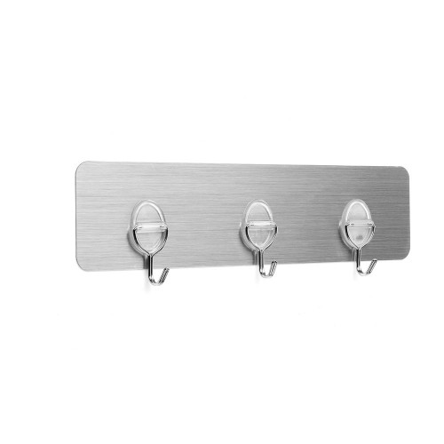 Colgador Adherente Acero Inoxidable 3 Ganchos Móviles 8.1x29x2.2cm Soporta10kg INOFIX