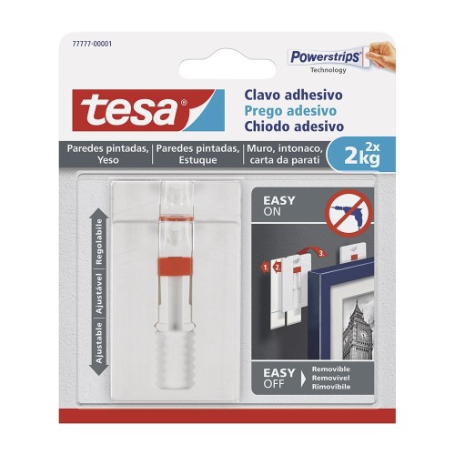 Clavo Adhesivo Ajustable Hasta 2kg Pared Pintada Yeso Desmontable Reutilizable TESA