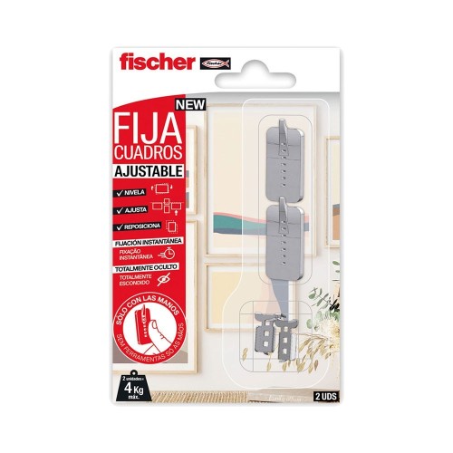Colgador Ajustable Para Cuadros Sin Taladrar 2Unidades 4kg Yeso Madera CartónYeso FISCHER