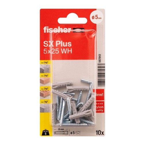 Taco Con Alcayata Nylon 5x25mm 10 Unidades Fischer