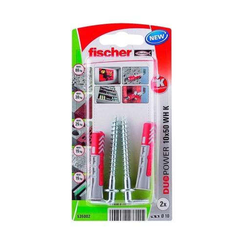 Taco Con Alcayata Nylon 10x50mm Blister 2 Unidades Fischer