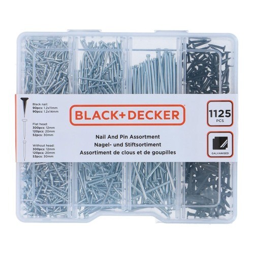Clavos Surtido 1125 Unidades BLACK+DECKER Clavos Surtido 1125 Unidades BLACK+DECKER