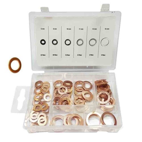 Set Arandelas Cobre 6mm 8mm 10mm 11mm 12mm 16mm 80 Unidades BENSON
