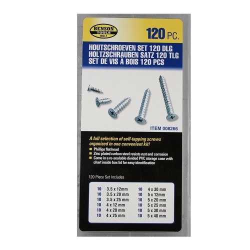Tornillos Para Madera Acero 120Unidades Variados BENSON
