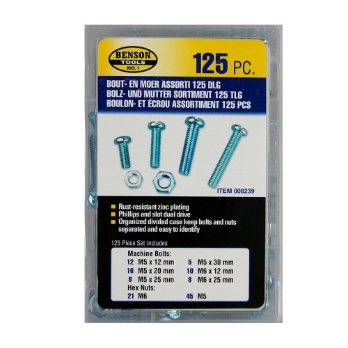 Set Tornillos Con Tuerca 125Unidades BENSON