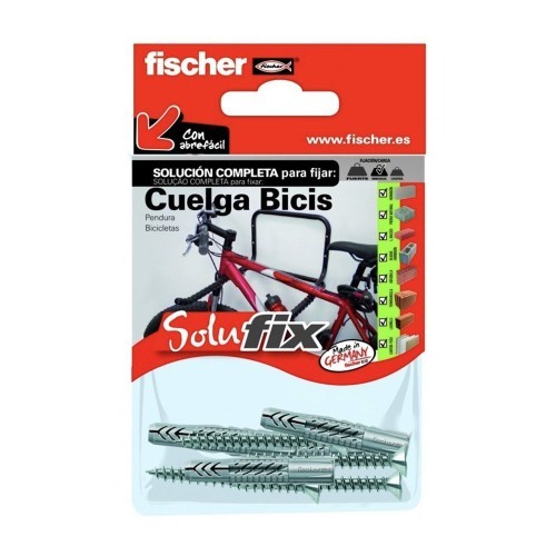 Kit Fijación Ganchos Bicicleta 4Tacos8x40mm 4Tornillos6x70mm Solufix Fischer