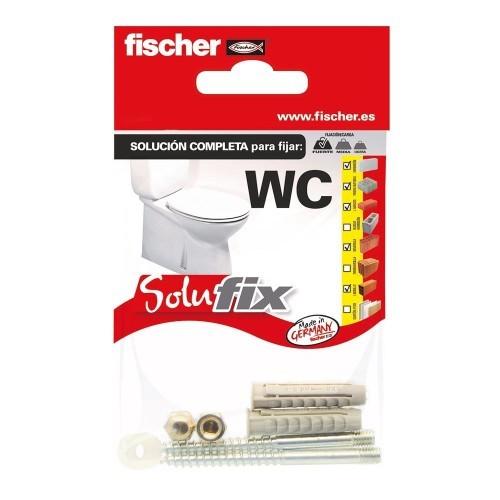 Kit Fijación WC Con Tacos SX8x40mm Espárragos 5.2x75mm Nylon Níquel Fischer