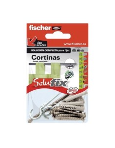 Kit Fijación Cortinas Plástico 8 Tacos 6x35mm 8 Tornillos 4.5x40mm 4 Hembrillas 4.5x68mm 1 Broca 6mm Fischer
